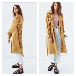 URBAN OUTFITTERS | PLAID TRENCH COAT LINEN LINED